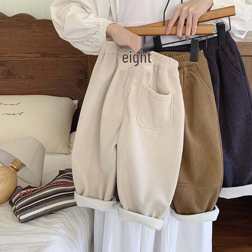 Kino Boys' Winter Fleece-Lined Straight-Leg Casual Pants - Thick and Warm