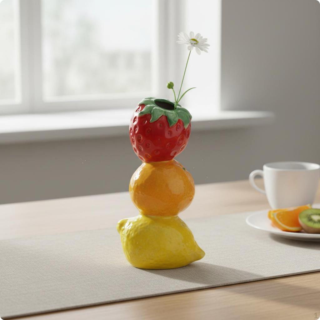FruitShaped Flower Vase Nordic Style Fruit Bright Color Lemon Shaped Holder Orange