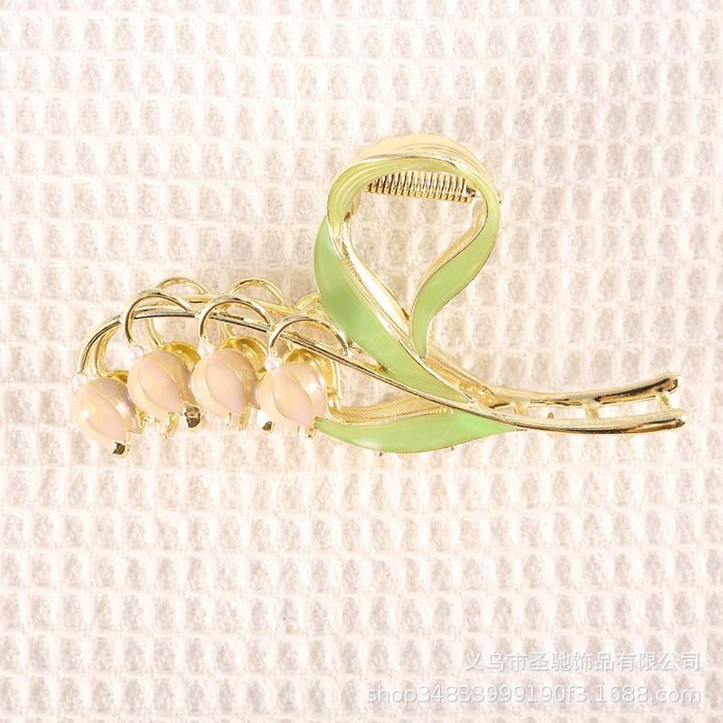 Stilig Fresh Temperament Oil Drop Floral Metal Shark Hair Clip