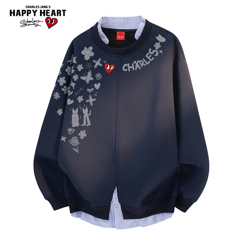 Charles Peach Heart Tie-Dye Graffiti Print Sweatshirt XL