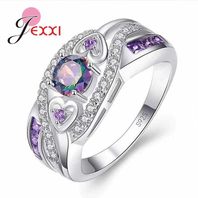 

Big Promotion Colorful CZ 925 Sterling Silver Rings Size 6 7 8 9 10 11 12 13 For Women Fashion Jewelry Party Gift Wholesale 13