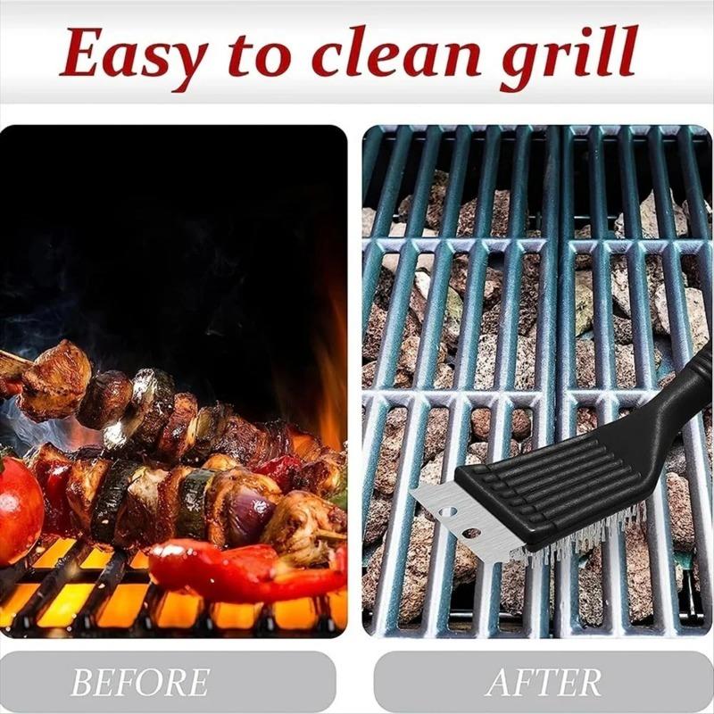 2 Pezzi Spazzole Non-stick per Griglia Barbecue BBQ con Setole in Filo di Acciaio Inossidabile e Manico Strumenti Durevoli per Cottura BBQ