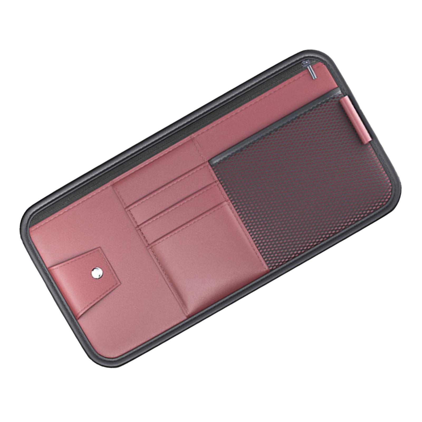 

Органайзер для солнцезащитного козырька автомобиля с несколькими карманами для хранения солнцезащитных очков и карт, сумка-кошелек из искусственной кожи красный