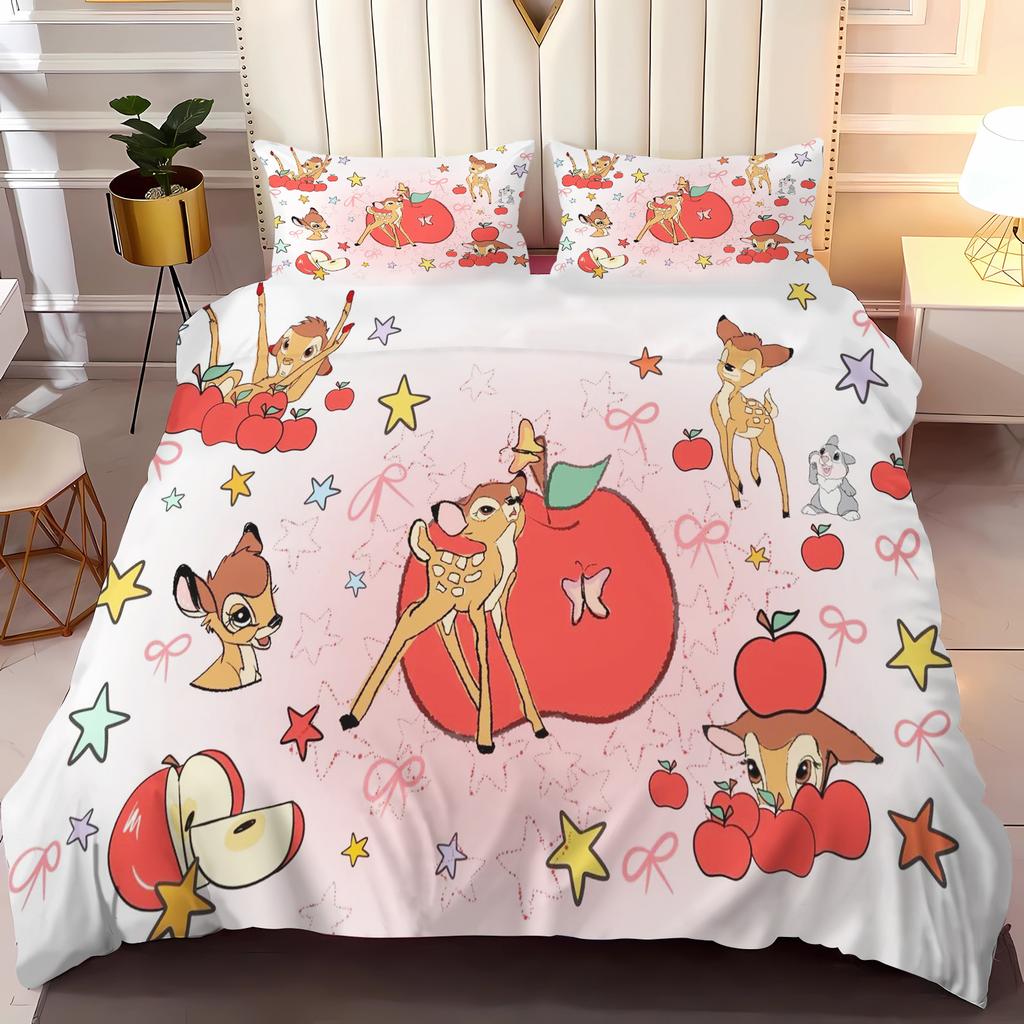 Bambi Párové povlečení Sada povlaků na přikrývku Velikost Twin 100% Polyester 3D Dětská sada povlečení 3dílná 1 povlak na přikrývku