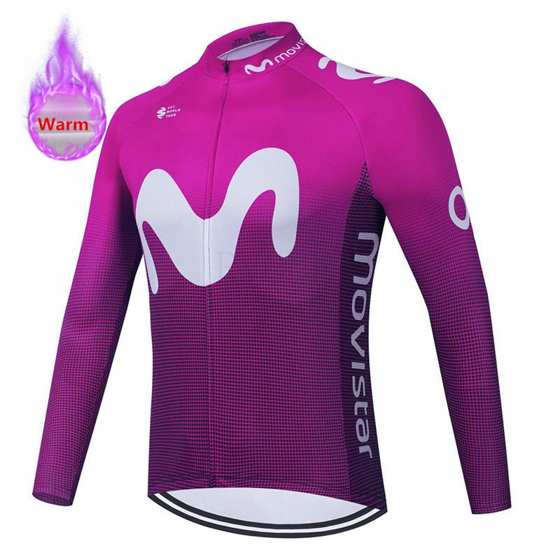 2026 Červený Movistar Zimní Fleecový Cyklistický Dres Sada Oblečení na Horský Kolo Oblečení na Kolo Ropa Maillot Ciclismo Hombre Závodní Oblečení