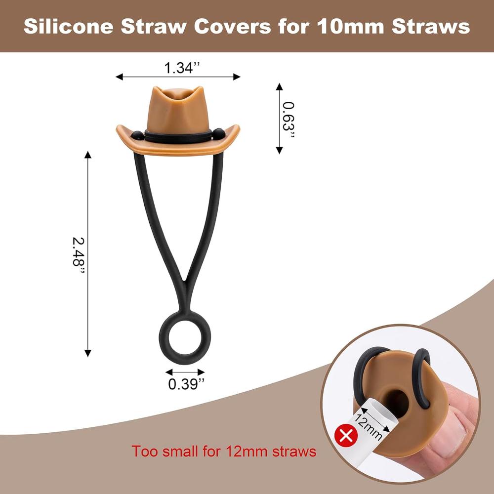 Silicone Cowboy Hat Straw Covers Caps Compatible With Stanleys Cup 30 40 Oz Tumbler Cute Protector Cap Mug Straw Tip Decorations