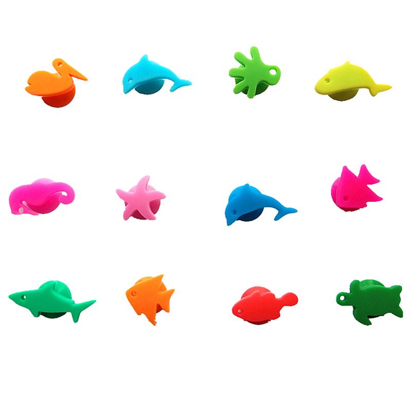 12ks/sada Silikonová značka mořských živočichů na sklenice na víno Identifikátor pohárku na pití