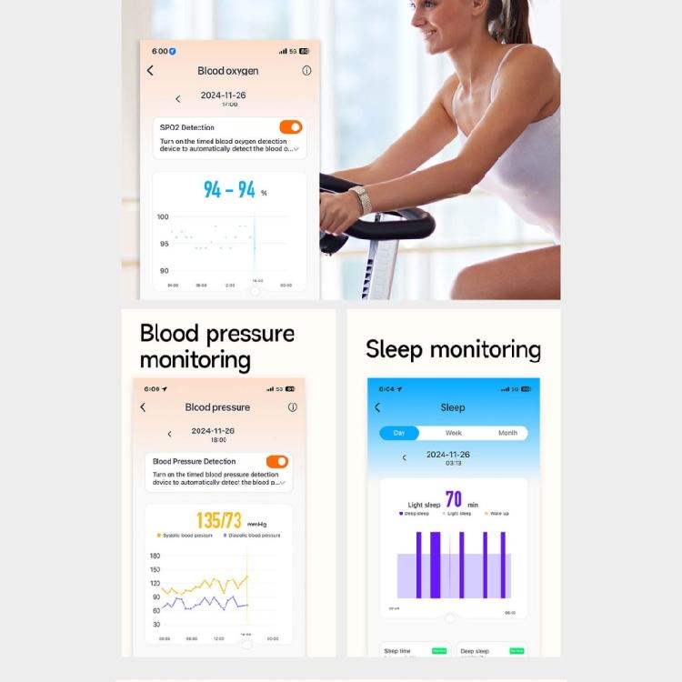 Comfortable Silicone Activity Trackers with Sleep Pattern Recognition & Exercise Data Recording Sleep Quality Monitors