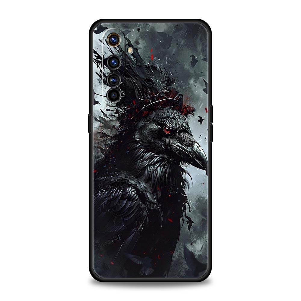 Black Raven Soft TPU For Realme 13 12 11 10 9 Pro Plus GT3 GT2 C21 C25 C35 C53 C55 C67 Pro 5G Phone Case Cover Fundas Capas Bags