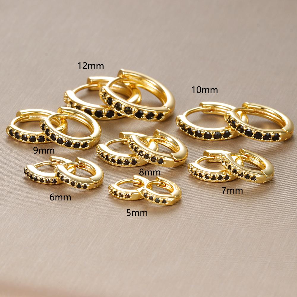 2PCS Minimal Crystal Zirconia Stainless Steel Hoop Earrings Small Huggie Thin Cartilage Earring Helix Tragus Piercing Jewelry