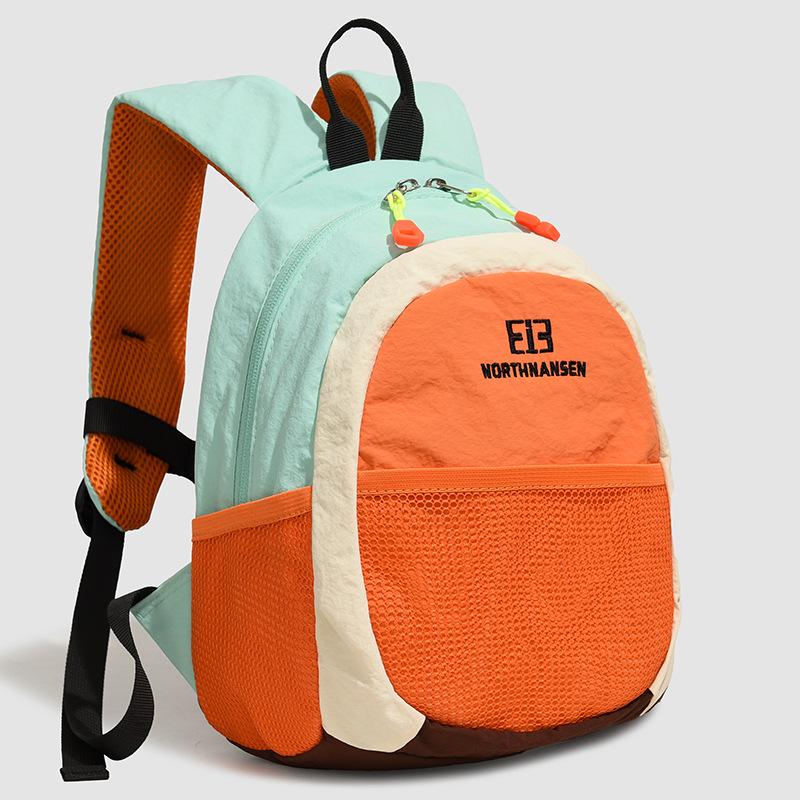 Colorblock Nylon Backpack with Mesh Pocket Lightweight Outdoor Daypack for Travel School Daily