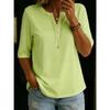 JPNTKY Women's Fashion Casual Solid Color Print Short Sleeve V Neck Blouses & Shirts