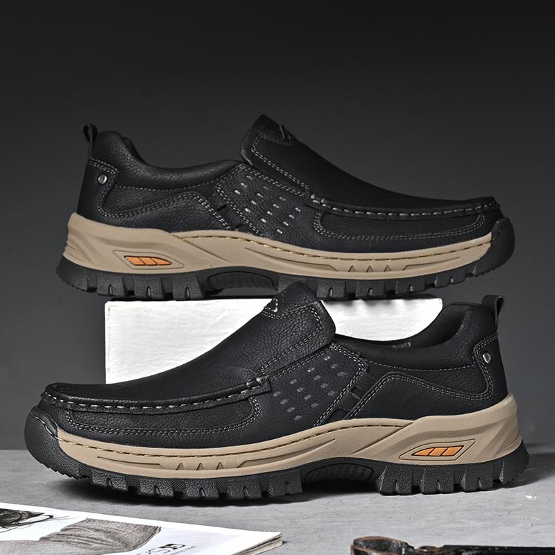 

Fashion Soft Handmade Leather Men Shoes Casual Outdoor Slip On Loafers Shoes Flats Moccasins Walking Shoes Non-Slip 38