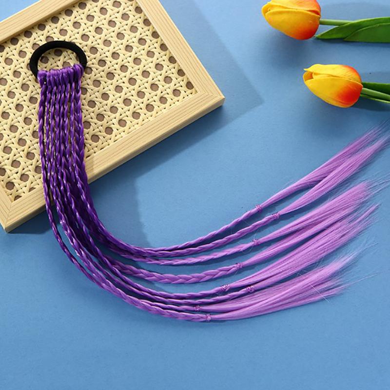  Girls Colorful Wigs Ponytail Headbands Rubber Bands Beauty Headwear Head Band Kids Hair Accessories Hair Ornament