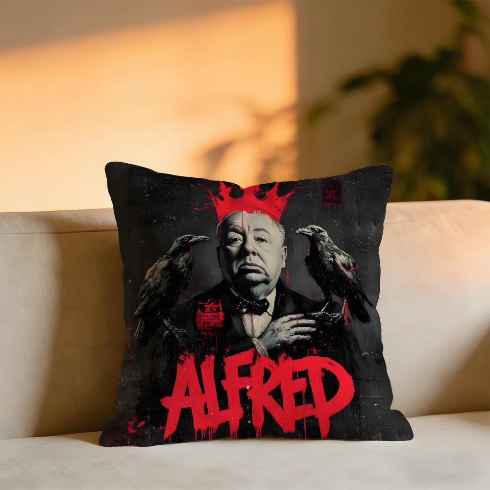 Alfred Hitchcock Cushion Cover Cozy Velvet Throw PillowSoft Warm Cushion For Sofa  Bed