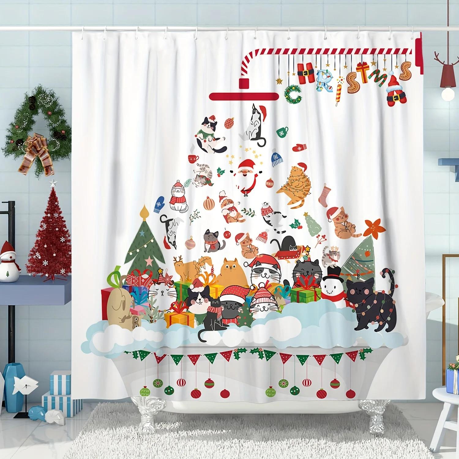 

Elegant Christmas Tree with Ornaments Waterproof Shower Curtain – Perfect for Adding Festive Cheer to Your Holiday BathroomDec 90x180cm