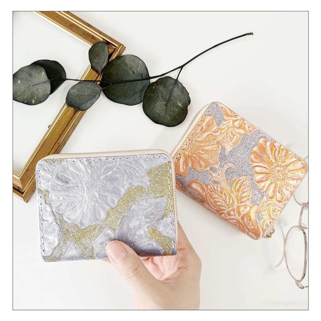 Leo&Aoi Genuine Leather Wallet with Double Zipper, Round Zipper, Accordion-Style Design, Card Slots, Bill Compartment, Coin Purse, Women's, Cowhide