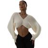 2025 European & American Fashion V-Neck Cropped Knit Sweater