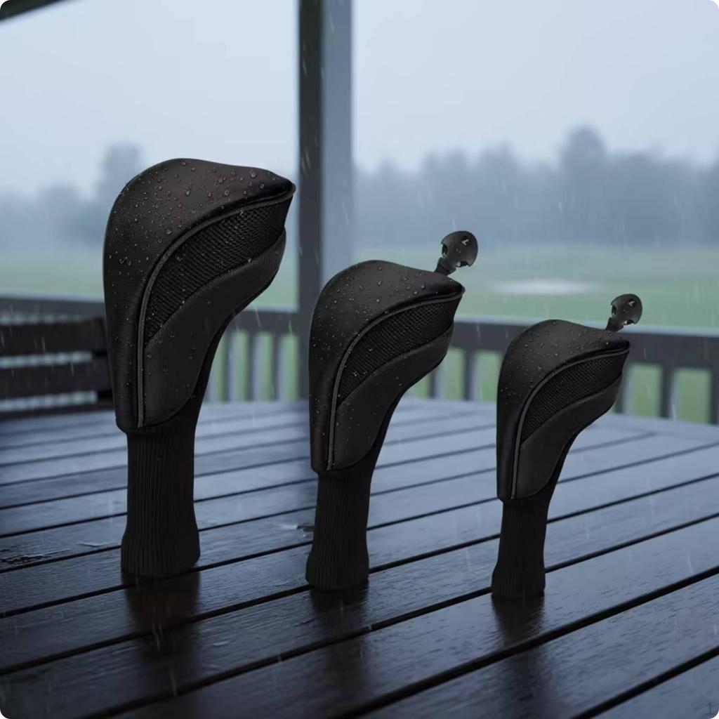 3 Pieces Wood Headcovers with Numbered Tags Golf Club Head Covers Slip-Resistant