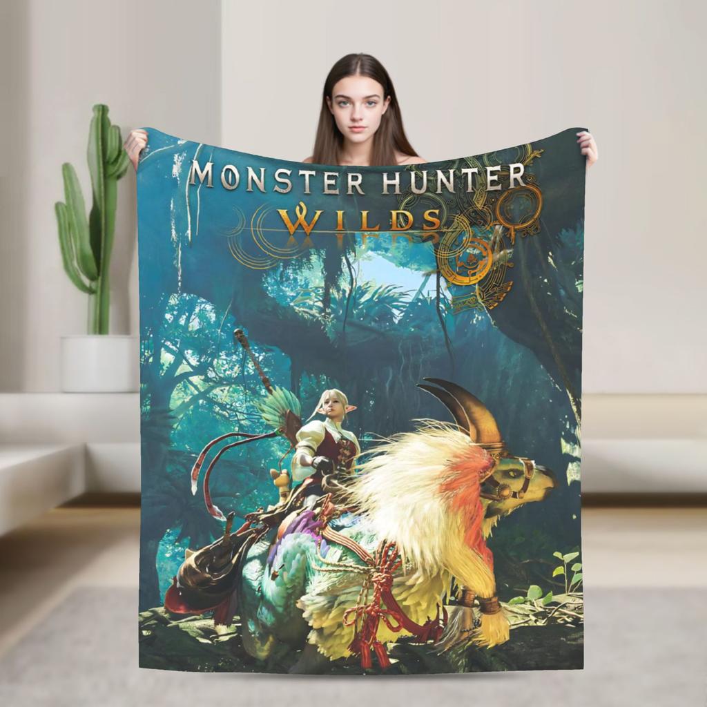 Monster Hunter Wilds Flannel Blanket Winter Soft Durable Throw Blanket for Couch Chair Fashion Bedspread Sofa Bed Cover