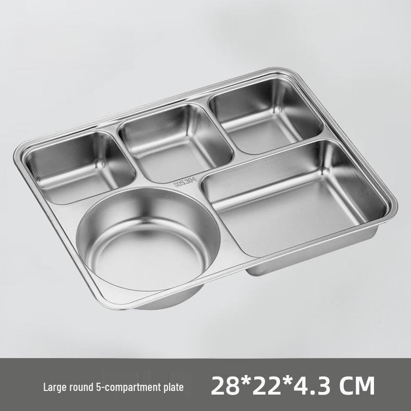 WUHE Stainless Steel 3-Compartment Square Dinner Plate
