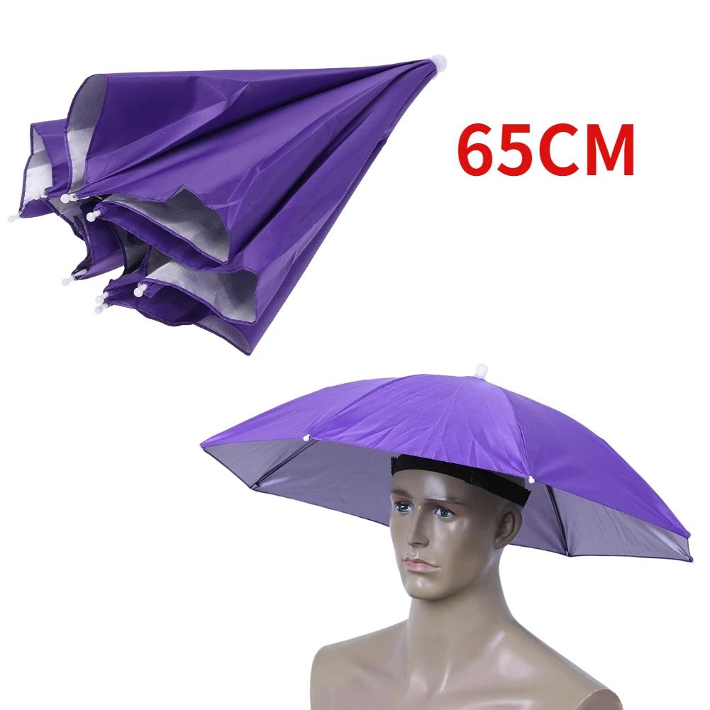 Outdoor Foldable Head Umbrella Hat Anti-Rain Anti-Sun Head-Mounted Headwear Sun Cap for Fishing Golf Cycling Hiking Camping