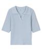 Tobaseu Boucle Cotton Cable Collar Short Sleeve Knit (Sky Blue)