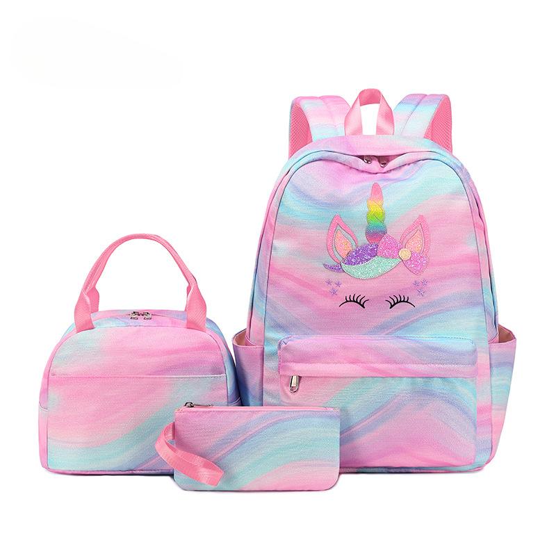 Lehký batoh pro studenty základních škol Školní taška Gradient Rainbow Unicorn Batoh s potiskem Velkokapacitní batoh Dívčí taška na oběd