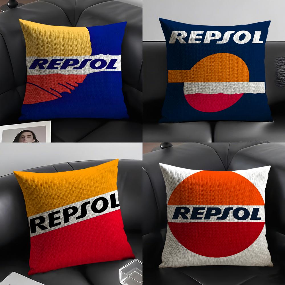 RRepsol Logo Kissenbezug Natürlicher Leinen Bio-Stoff Beidseitiger Druck Sofa Heimdekoration Geschenk Kissenhülle