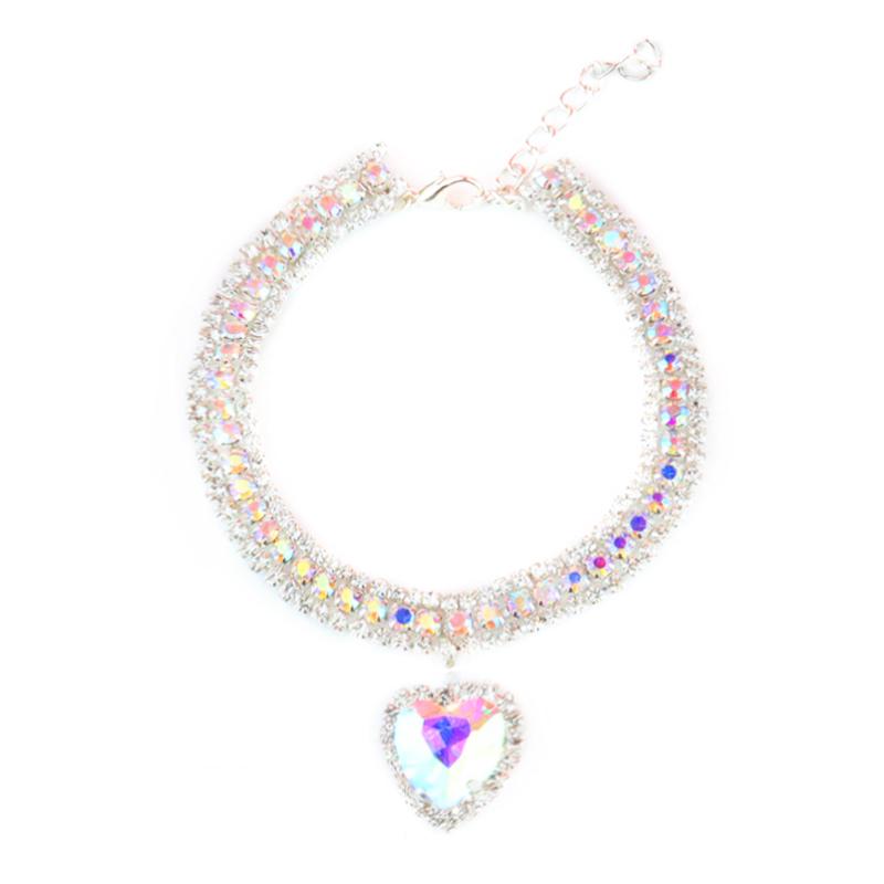 Cat Crystal Necklace Imitation Pearl Rhinestone Pendants Pearl Necklace Dog Collar Collar for Cats Dogs Pet  Collier Collar Gato