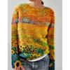 Spot 3D Printed Women's Floral Pattern Pullover Hoodie Without Hat Casual Loose Long Sleeved Top