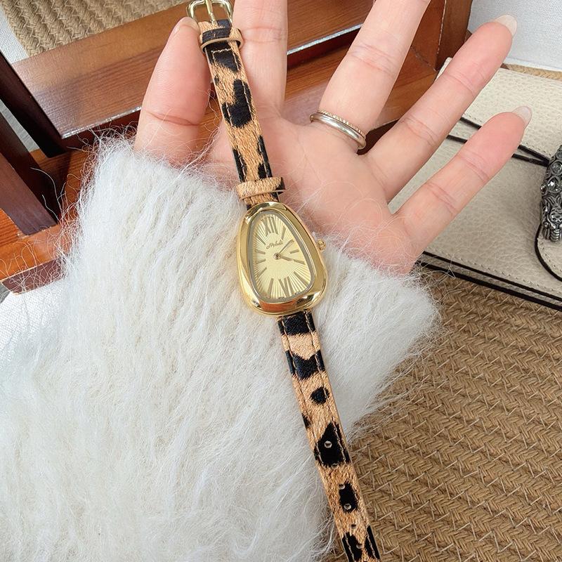 Neue Leder Leopardendruck Vintage Luxus Damen Quarz Uhr, High-End Damen Armbanduhr, Zeitmesser und Zubehör.