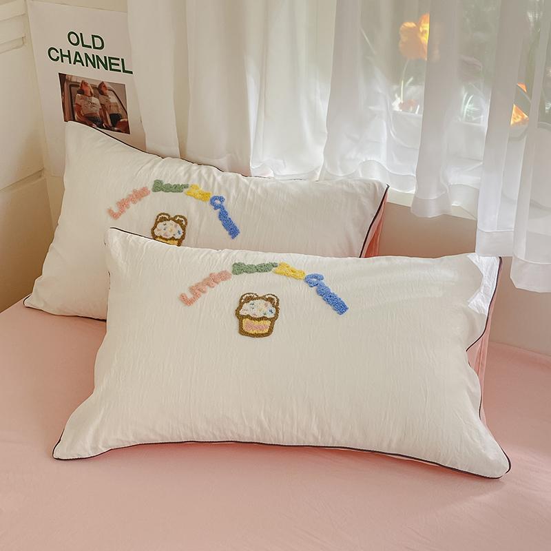 Cute Ice Cream Embroidered Bedding Set Soft Skin-friendly Duvet Cover Set with Sheet Single Double Bed Quilt Cover Pillowcases