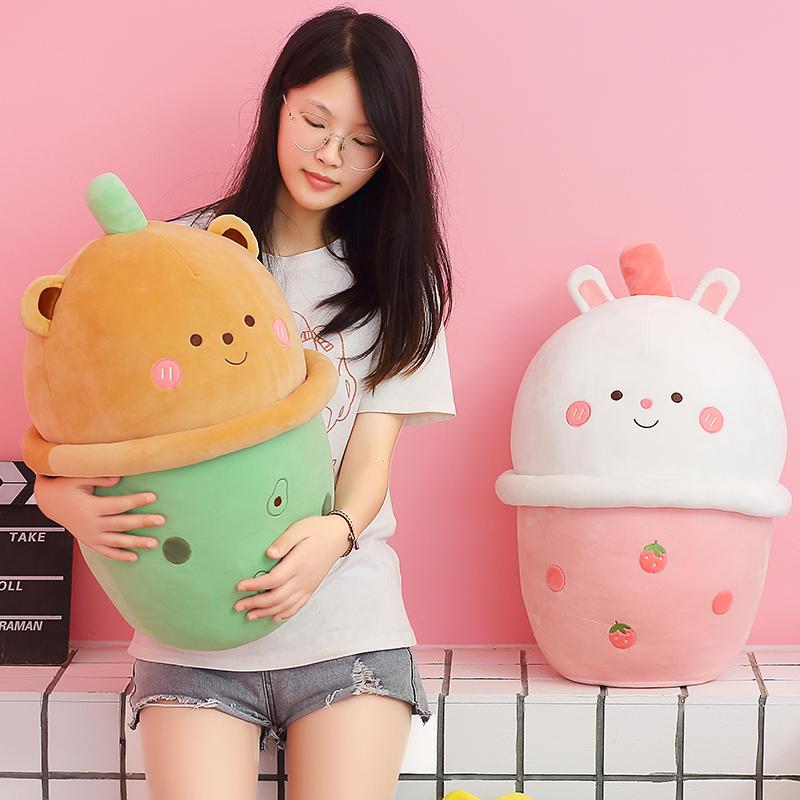 Boba Plushies Bubble Tea Plush Toys Cartoon Bubble Tea Cup Stuffed Soft Animal Milk Tea Plush Food Pillow Gifts for Kids Girl