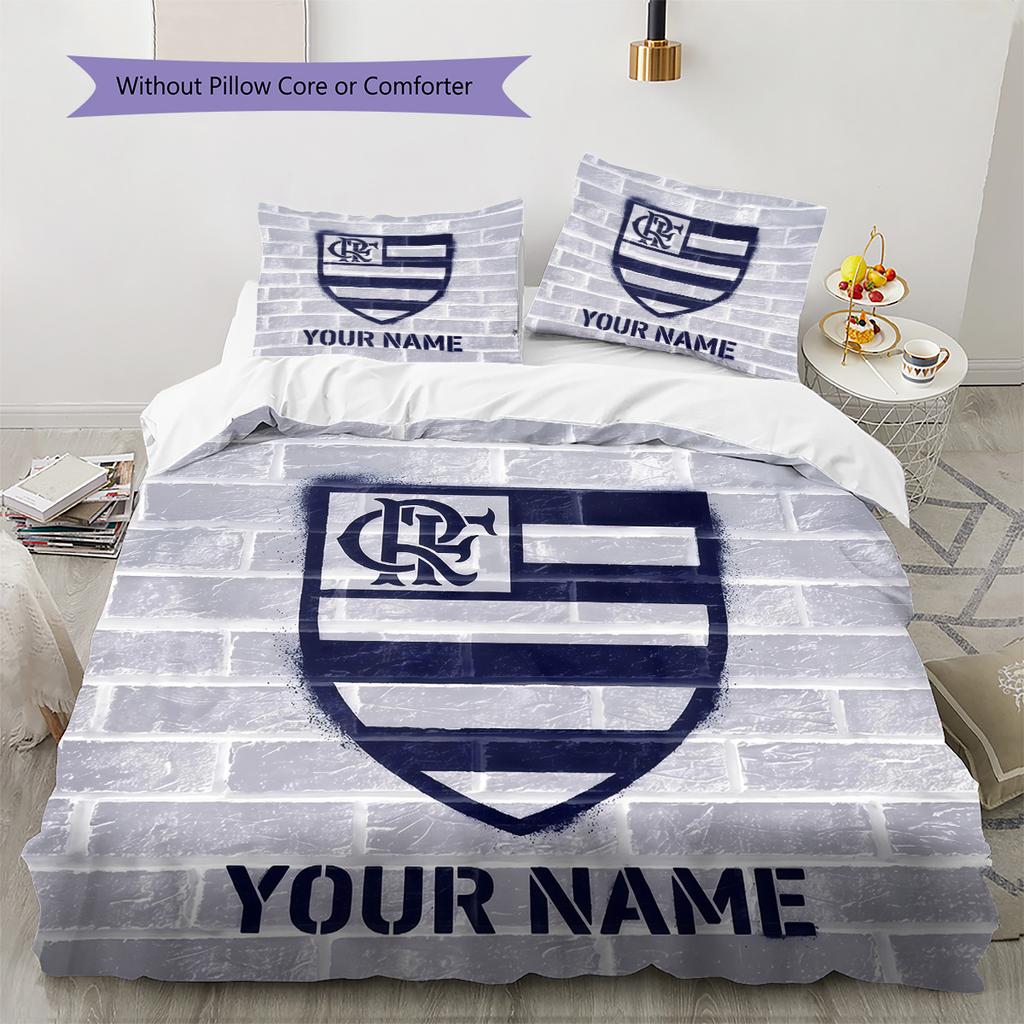Custom Name Flamengo Pattern Bedding Quilt Set Home Decoration Gift (1 * Duvet Cover + 2 * Pillowcase Without Core)