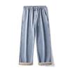 Thin / Thick  Casual Men's Plus Velvet 78% Cotton Drawstring Denim Jeans Baggy Wide Leg Pants Straight Trousers Sweatpants For Men Hip Hop