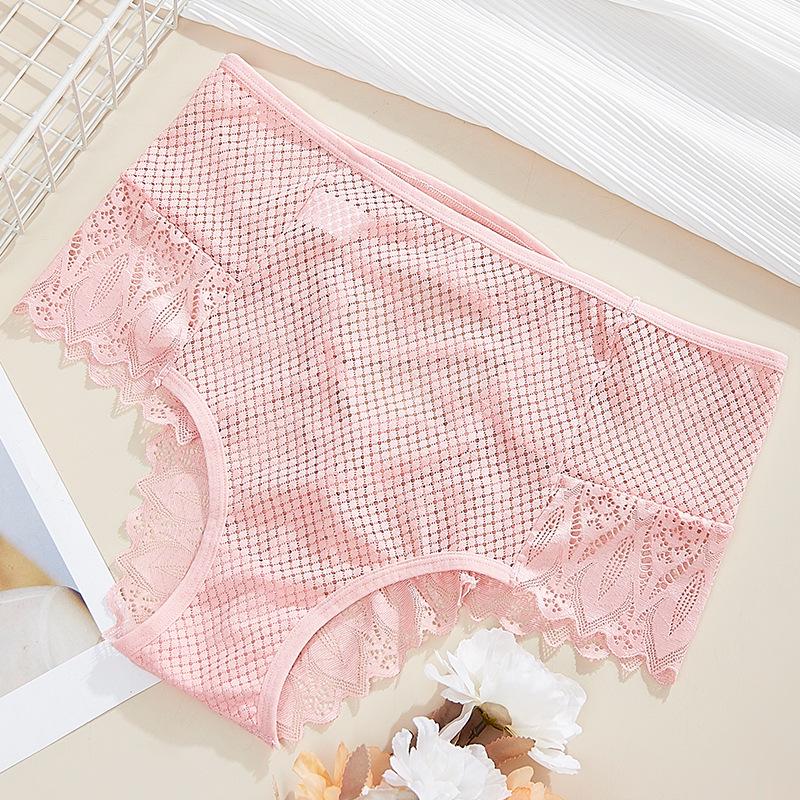 Yu Mei Mărimi Mari Dantelă Fără Cusături Talie Medie-Înaltă Respirabili Chiloți Triunghi