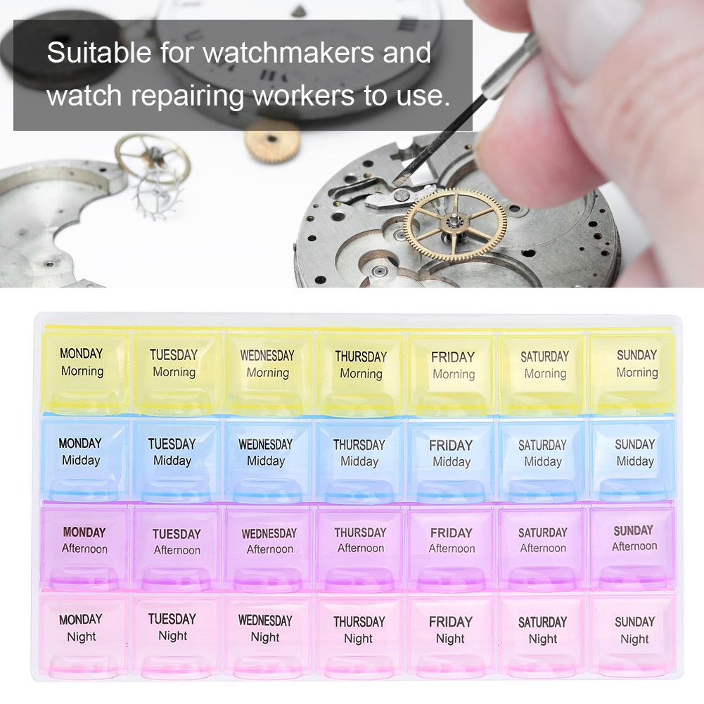 3pcs Plastic Watch Parts Storage Box Organizer Watchmaker Repairing Tools Storage Tray (2 Color 7 Grids 2 Color 14