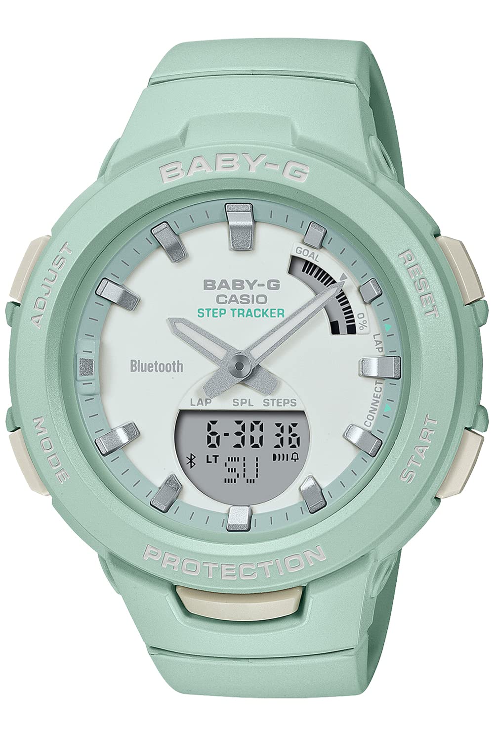 

[Casio] Babygie Watch [] Pedometer Equipped with Bluetooth BSA-B100CS-3AJF Women s Sage Green