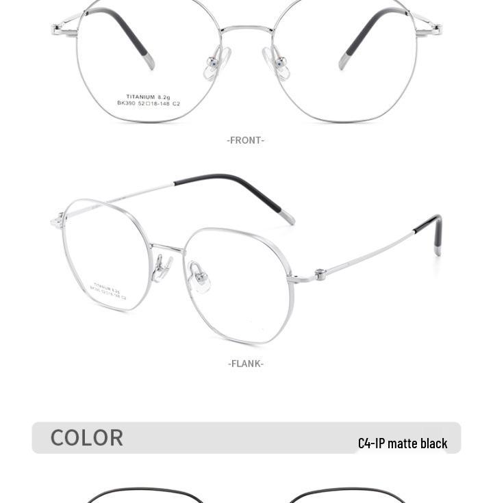 Polygonal Retro Titanium Glasses Frame Unisex with Prescription Lens Option