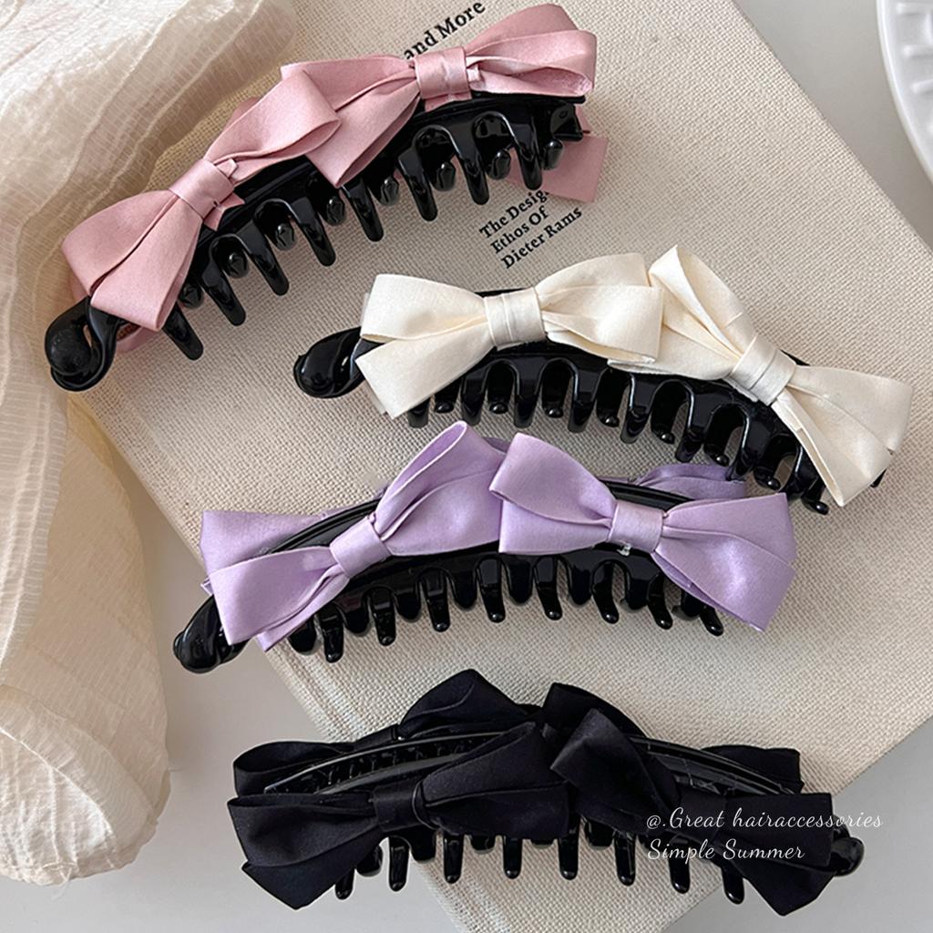 Korean Bow Banana Clips For Women Sweet Bowknot Ponytail Hairpins Hair Clamps Clip Barrettes Elegant Party Hair Accessories New
