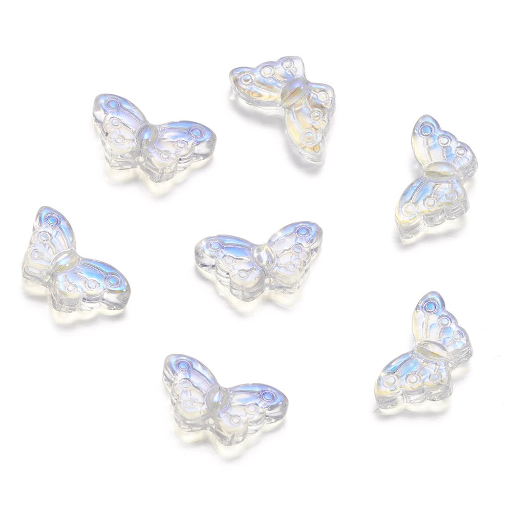 30Pcs/Lot 8*15mm Transparent Glass Small Butterfly Charms Animal Pendant For Handmade DIY Bracelet Necklace Jewelry Making