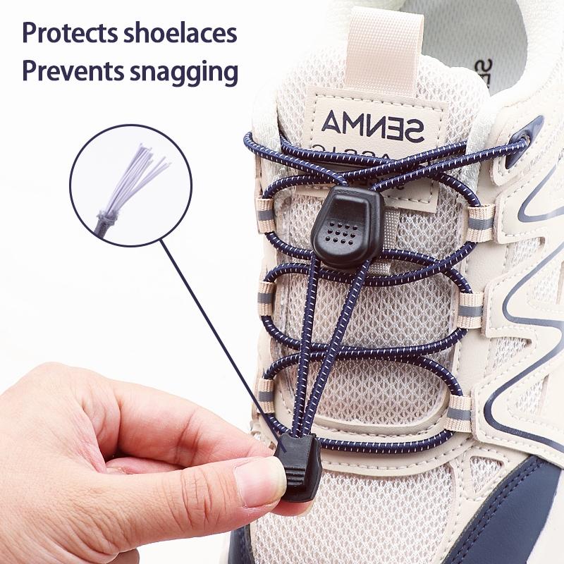 1Pair Press Lock Buckle Lazy Shoe Laces Elastic Round Shoelaces with For Kids Adults Suitable for A Variety of Shoes