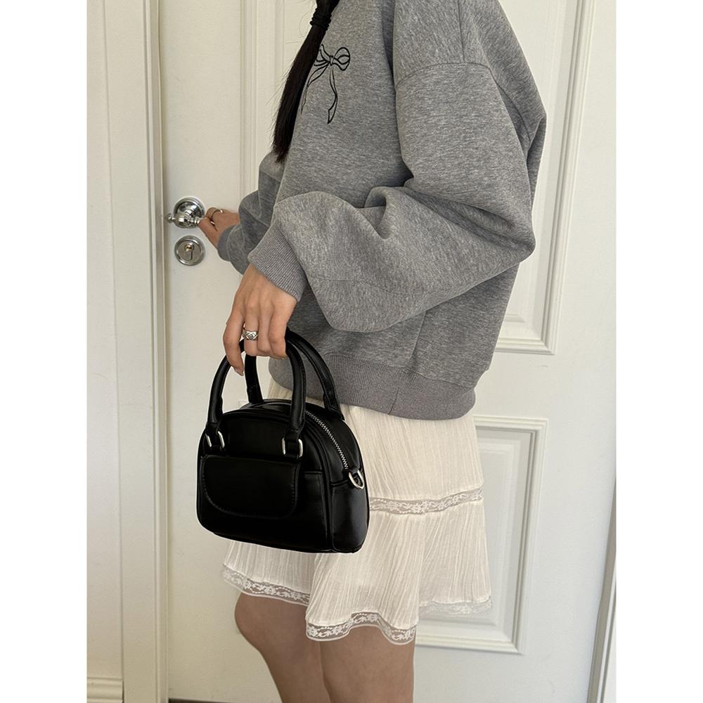 Новая модная сумка Boston Bag, однотонная, универсальная, простая, наплечная сумка, модная, косая, большая, вместительная, простая сумка чёрный