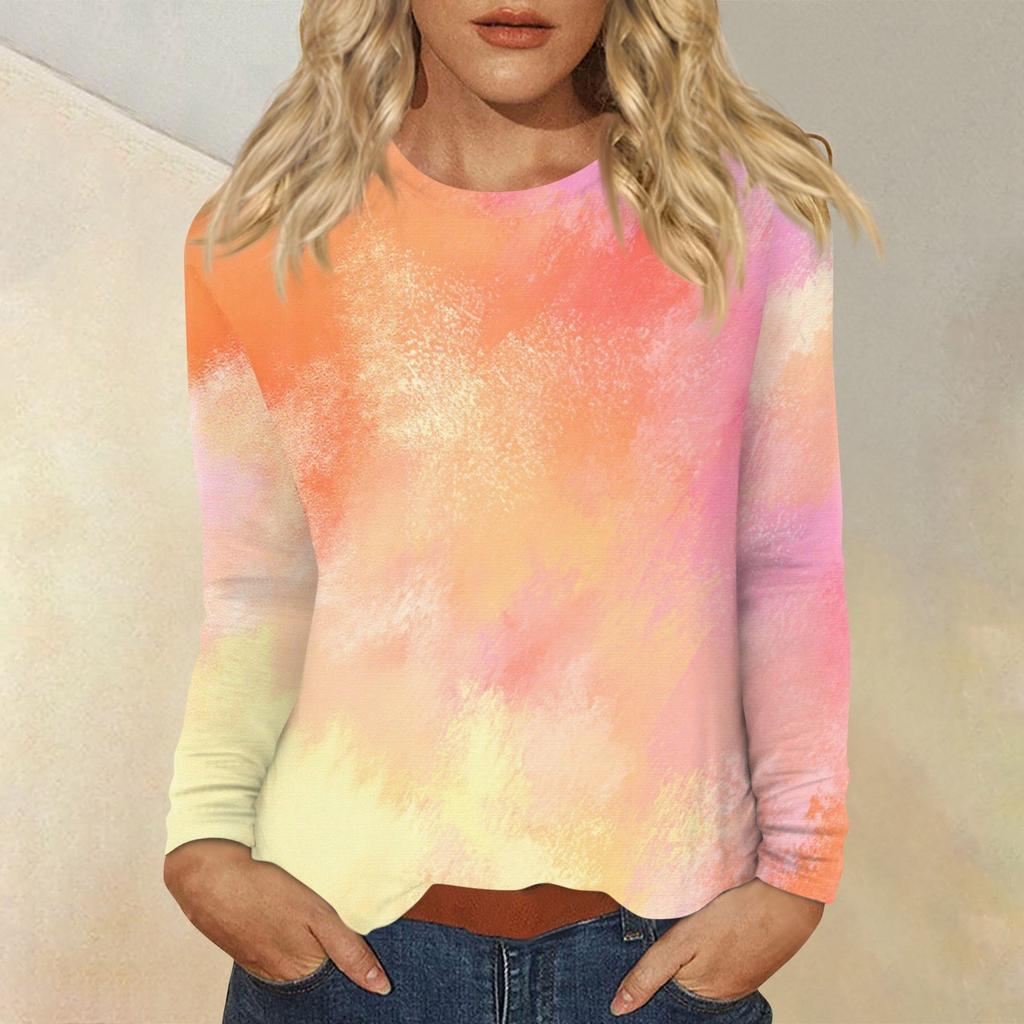 Women's Daily Casual Long-sleeved Printed O-neck Top