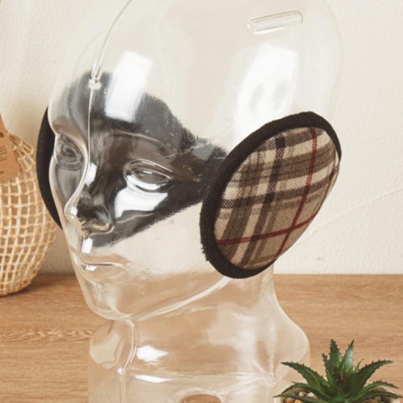 Daiso Check Pattern Earmuffs Brown