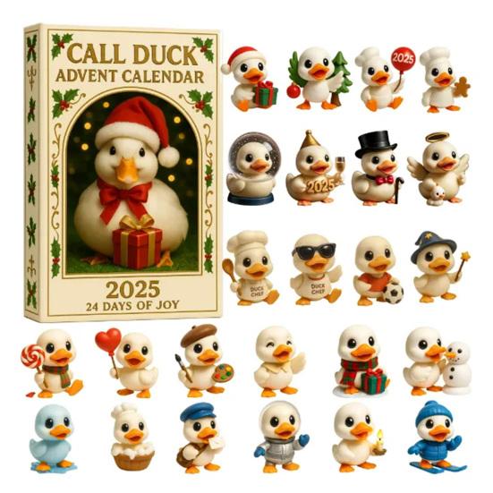 Yousheng Call Duck Advent Calendar 2025 24 Days Acrylic Ornaments with Festive Costumes Christmas Countdown Decor for Tree & Animal Lovers Holiday