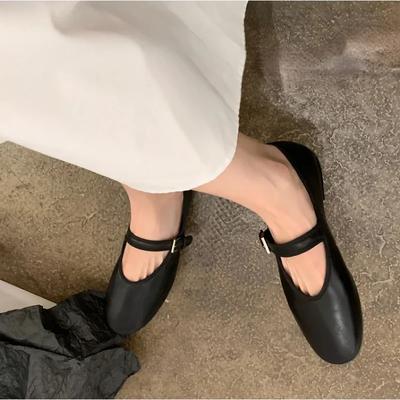 Frühling und Herbst Weiches Schafleder Einzelne Schuhe Damen Neue Flache Sohle Schnallriemen Mary Jane Pumps Schuhe Damen Oma Schuhe