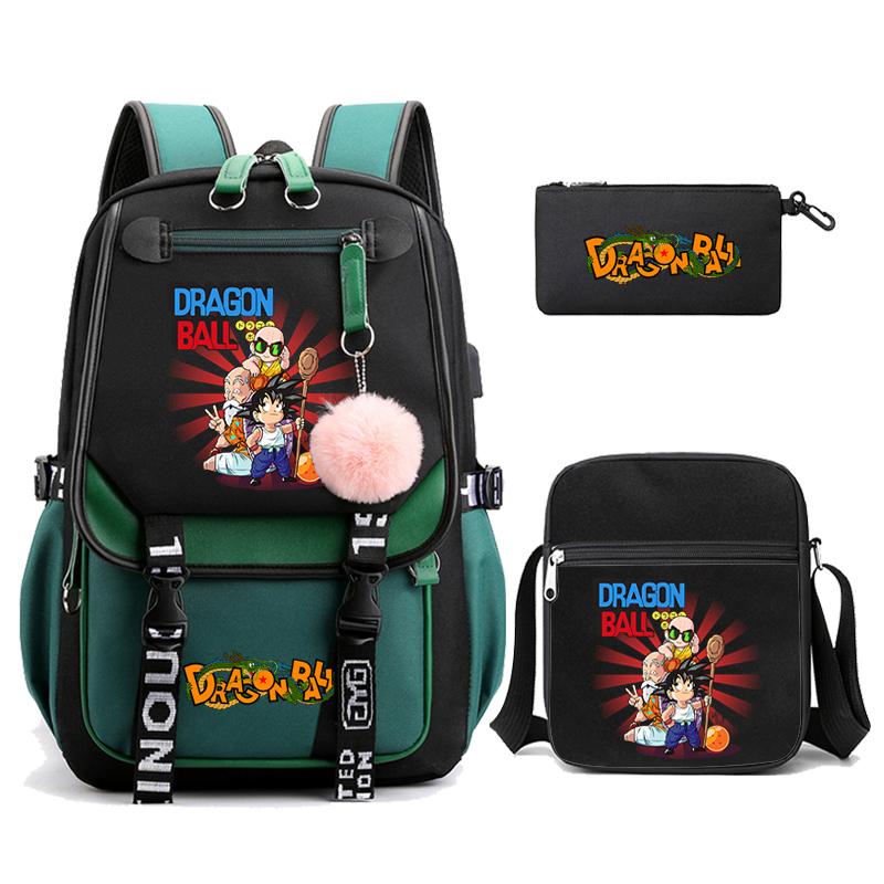 3Pcs/set Anime Dragon Ball Daily Laptop Backpack Lightweight bag for Men Women Travel Bag Student Girl Boy Back To School Unisex Bagpack Mochila