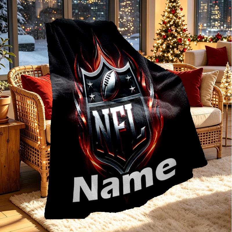 Custom Name Personalized NFL Print Blanket, Home Decor, Bedroom, Sofa, Camping, Couch, Gifts for Birthday Christmas